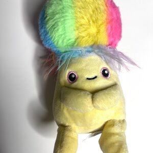 Quinn the Yellow & Multicolored Mushroom Plush – Pre-Owned-Rainbow Fuzzy Top